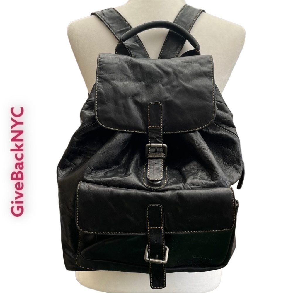 Authentic Jack Georges Voyager Leather Backpack Black